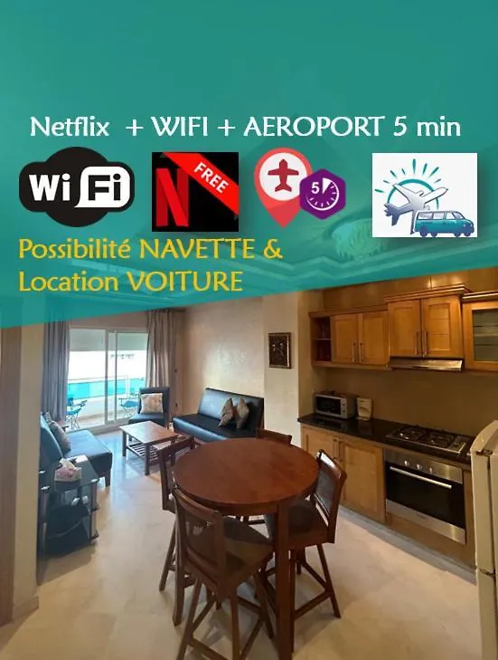 Studio Confortable Avec Vue Sur Piscine Et Proche De L'Aeroport Mohammed V Nouaceur